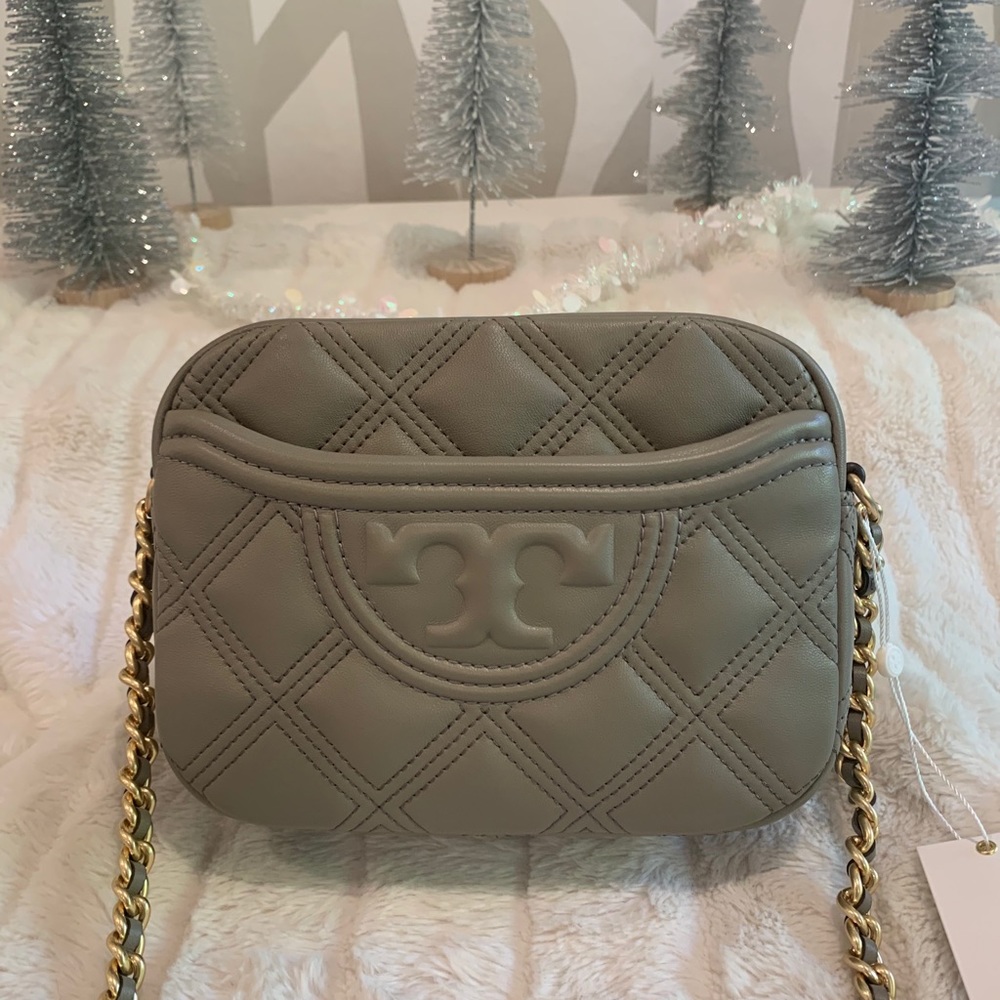 Tory Burch Fleming Soft Camera Gray Heron